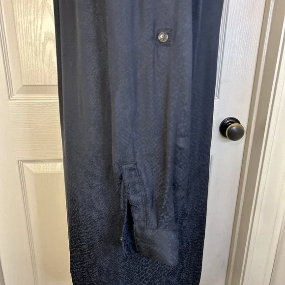 Banana republic Navy women's dress size 4 LS With Pockets subtle snakeskin print - Picture 10 of 16